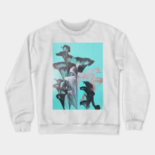 Chain pulled teal with silver and black flowers Crewneck Sweatshirt